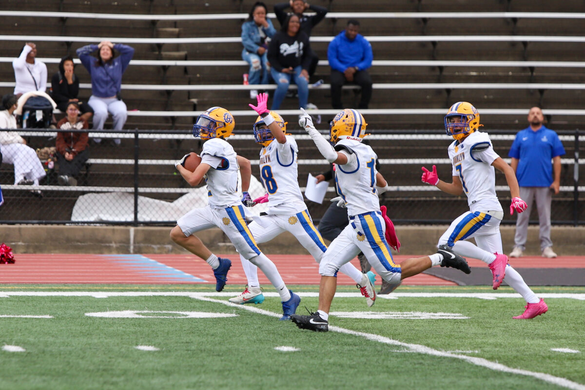 Brooklyn overcomes 22-0 halftime deficit to win over Garfield Heights Trinity, 32-28 with late game 100 yard INT return (PHOTO GALLERY)